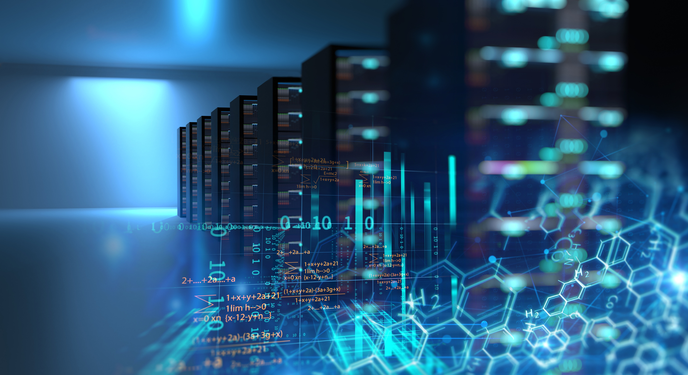 3D illustration of server room in data center full of telecommunication equipment,concept of big data storage and  cloud 
computing technology.